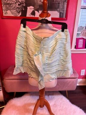 Hansel & Gretel Ruffled Pleated Mini Skirt in Light Mint - Women